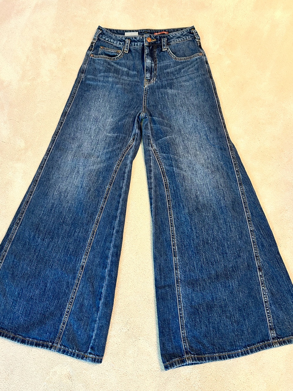 Pilcro Anthropologie Wide-Leg Jeans in Dark Blue Denim 26P